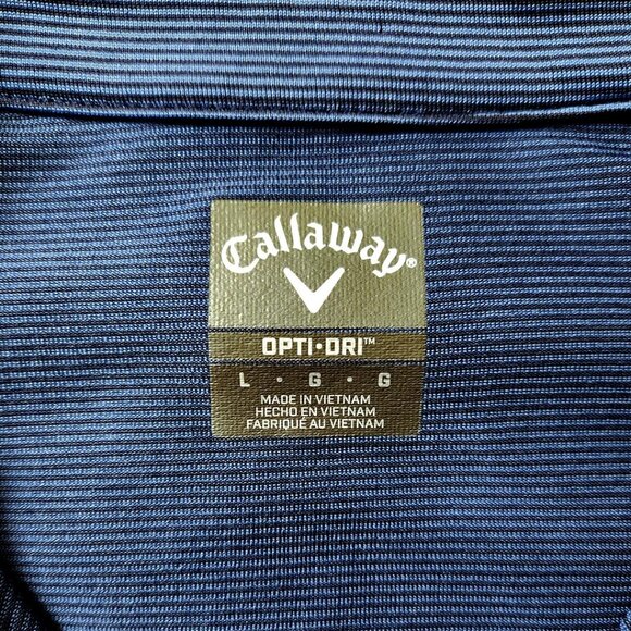 Callaway Opti Dri Golf Polo Shirt Mens Size Large Dark Blue Black Micro Striped - Picture 4 of 5